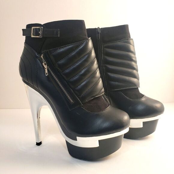 FRH Shoes - FRH black & silver 5" ankle boot heels